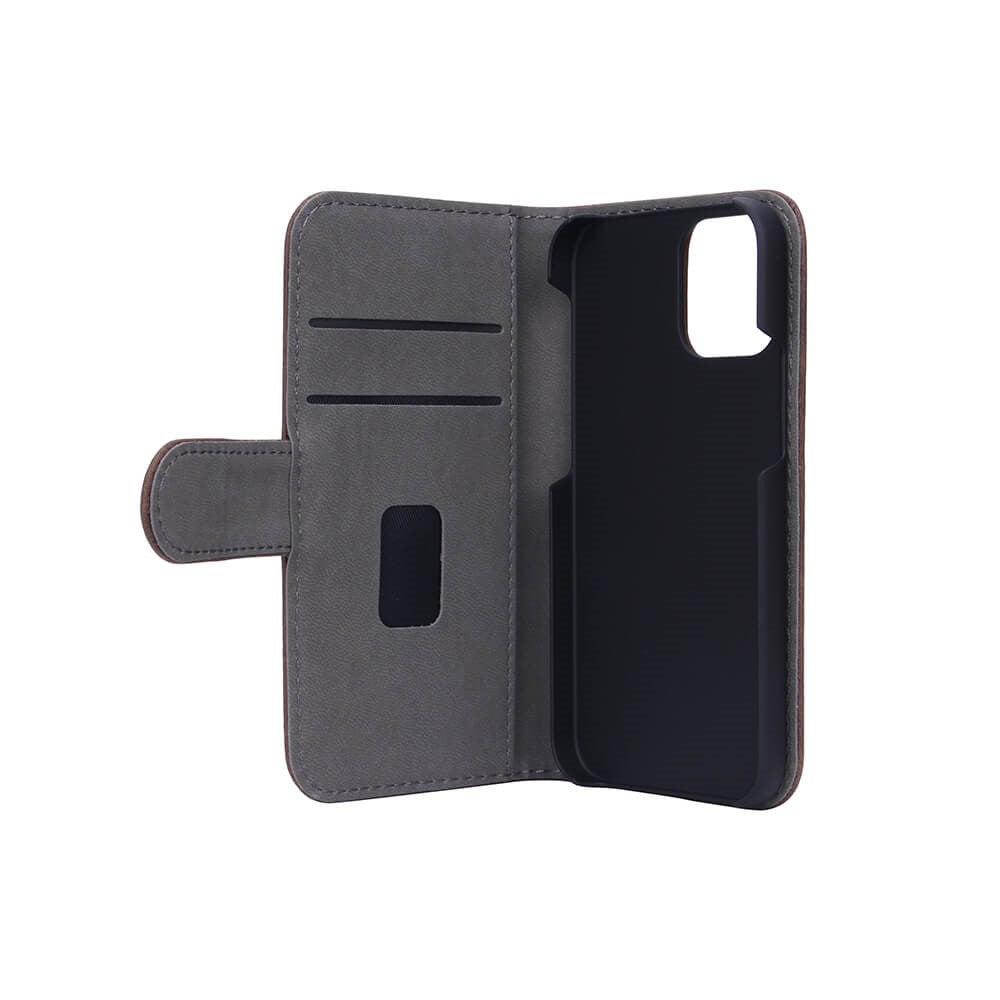 GEAR iPhone 12 / 12 Pro Wallet - Flippdeksel i PU Skinn med Lommebok - Brun