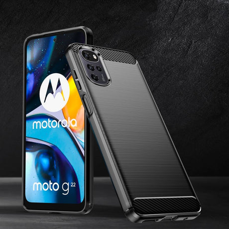 Motorola Moto G22 Tech-Protect Fleksibelt Plast Carbon Deksel - Svart