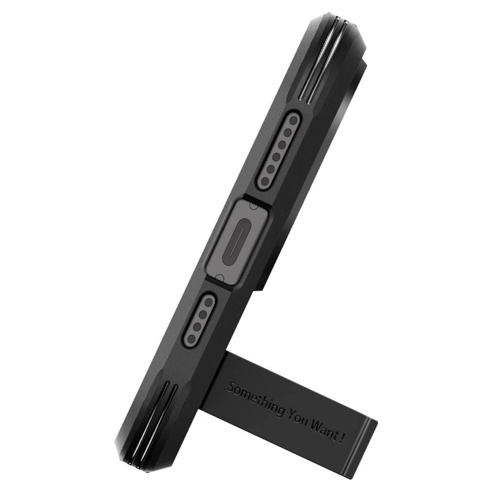 iPhone 15 Pro Spigen Tough Armor Deksel med Stativ - MagSafe-Kompatibelt - Svart