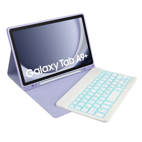 Samsung Galaxy Tab A9+ (Plus) Tech-Protect Keyboard Deksel Med Pencil Holder - Engelsk Layout - Lilla