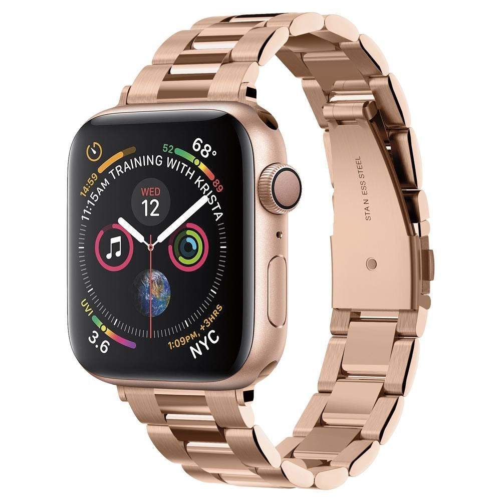 Apple Watch (38/40/SE/41/42mm) Spigen Modern Fit Band - Rustfritt Stål Reim med Pinner - Rose Gull