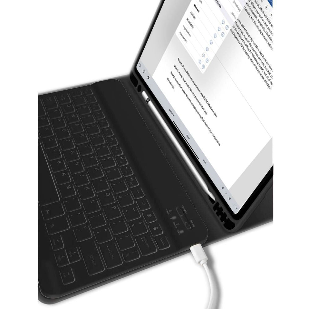 iPad 10.9" (2022) Tech-Protect Keyboard Deksel Med Pencil Holder - Engelsk Layout - Svart