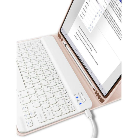 iPad 10.9" (2022) Tech-Protect Keyboard Deksel Med Pencil Holder - Engelsk Layout - Rosa