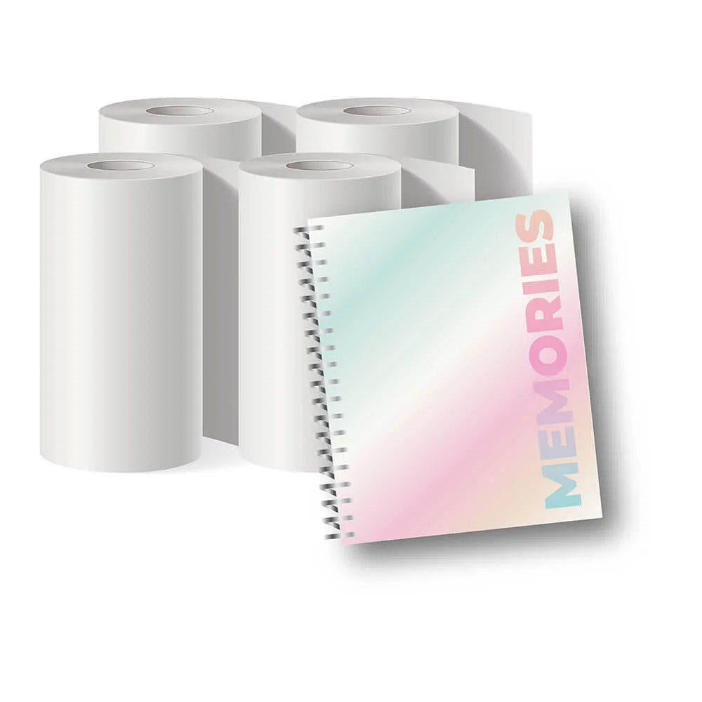 MOB Fotopapir til MOB Pixiprint Kamera - inkl. Minnebok & Klistremerker - 4 stk - Hvit