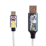 Rick & Morty Light Up USB-A til USB-C Kabel 1,2 Meter - Svart / Multi