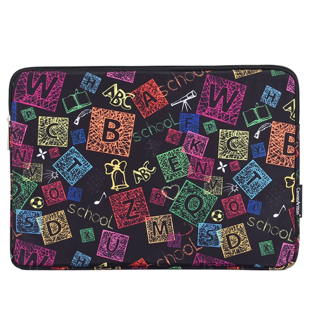 CanvasArtisan Sleeve for bærbar PC / MacBook 15" med bokstaver - (39 x 28 x 2 cm) - Svart / Multi