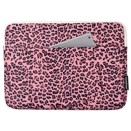 CanvasArtisan Sleeve med Leopardmønster for Bærbar PC / Macbook 15" - (39 x 28 x 2 cm) - Rosa Leopard