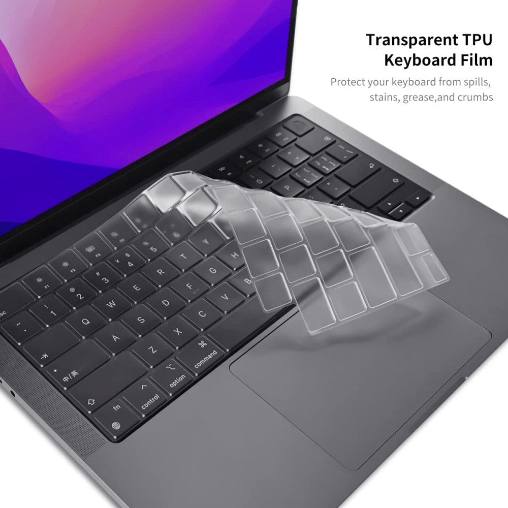 MacBook Air 13 M2/M3 (2022-2024) - Enkay - Deksel m. Inngangsbeskytter og Tastaturdeksel - Gjennomsiktig