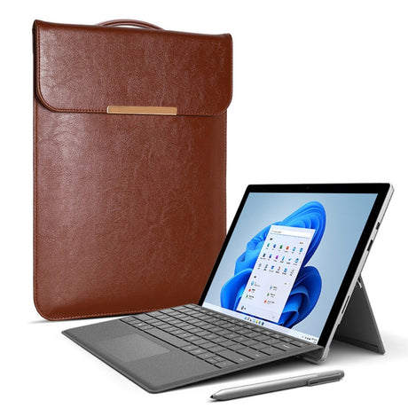 Macbook 13-14" Sleeve i Kunstskinn til MacBook m. m. Liten Veske (33 x 25 cm) - Brun