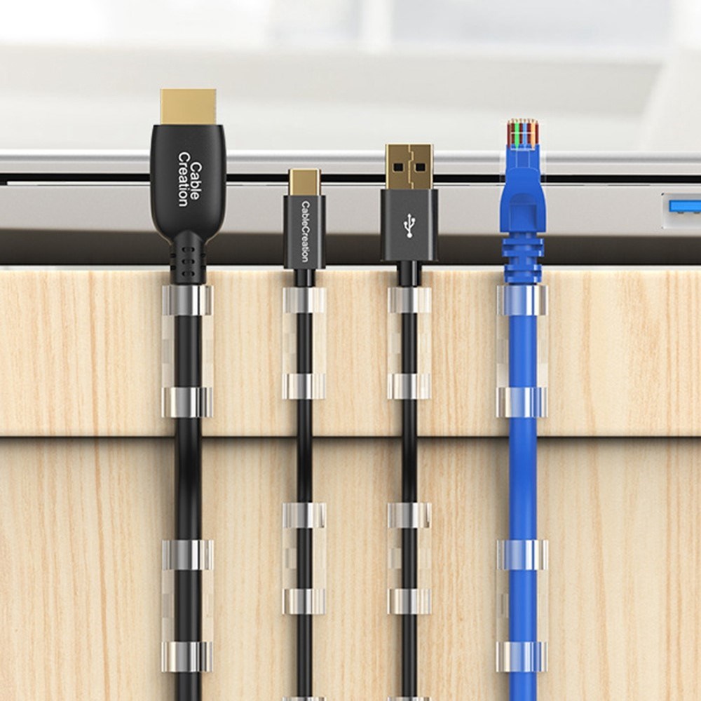 CableCreation Dobbeltklebende Kabelholder - Large - 50 stk - Gjennomsiktig