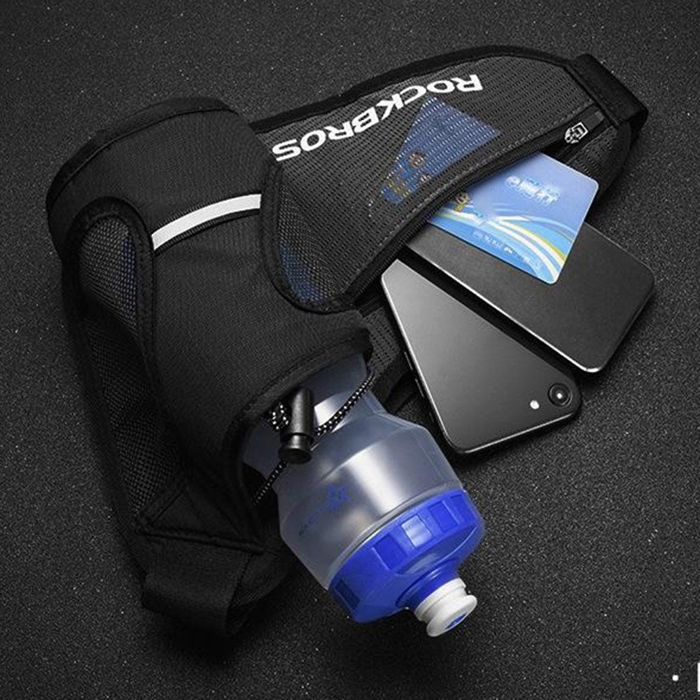 Løpebelte med Nettinglomme og Lomme for Vannflaske - Svart