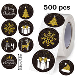 Rull med 500 Klistremerker - 7 Design - Jul / Gull