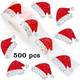 Rull med 500 Klistremerker m. Jule Design – Nisselue / Glitter