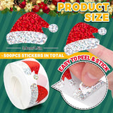 Rull med 500 Klistremerker m. Jule Design – Nisselue / Glitter