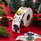 Rull med 500 Klistremerker - 8 Design - Merry Christmas