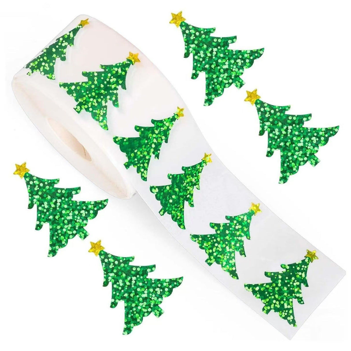 Rull med 500 Klistremerker - Juletre
