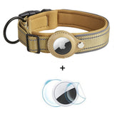 Hundehalsbånd med Holder for AirTag 1. & 2. Gen. - Størrelse L (43-50 cm) - Beige