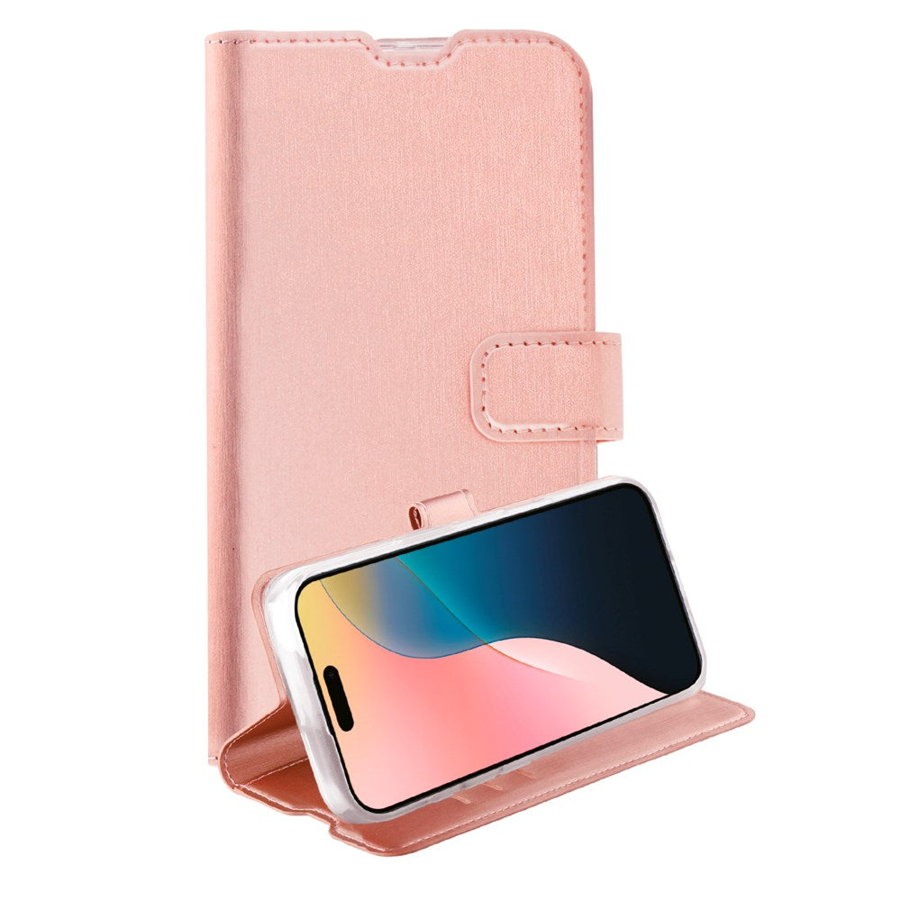 iPhone 16 Vivanco Classic Wallet Kunstskinn Flipdeksel med Lommebok - Rose Gold