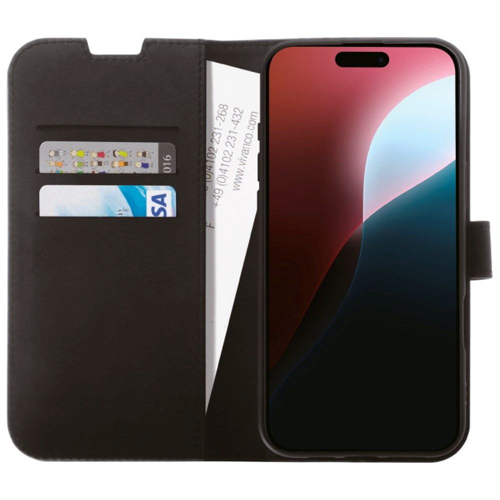 iPhone 16 Pro Vivanco Classic Wallet Kunstskinn Flipdeksel med Lommebok - Svart