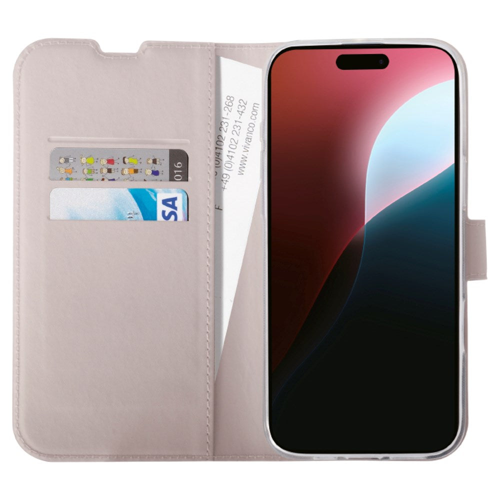 iPhone 16 Pro Vivanco Classic Wallet Kunstskinn Flipdeksel med Lommebok - Greige