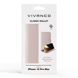 iPhone 16 Pro Max Vivanco Classic Wallet Kunstskinn Flipdeksel med Lommebok - Greige