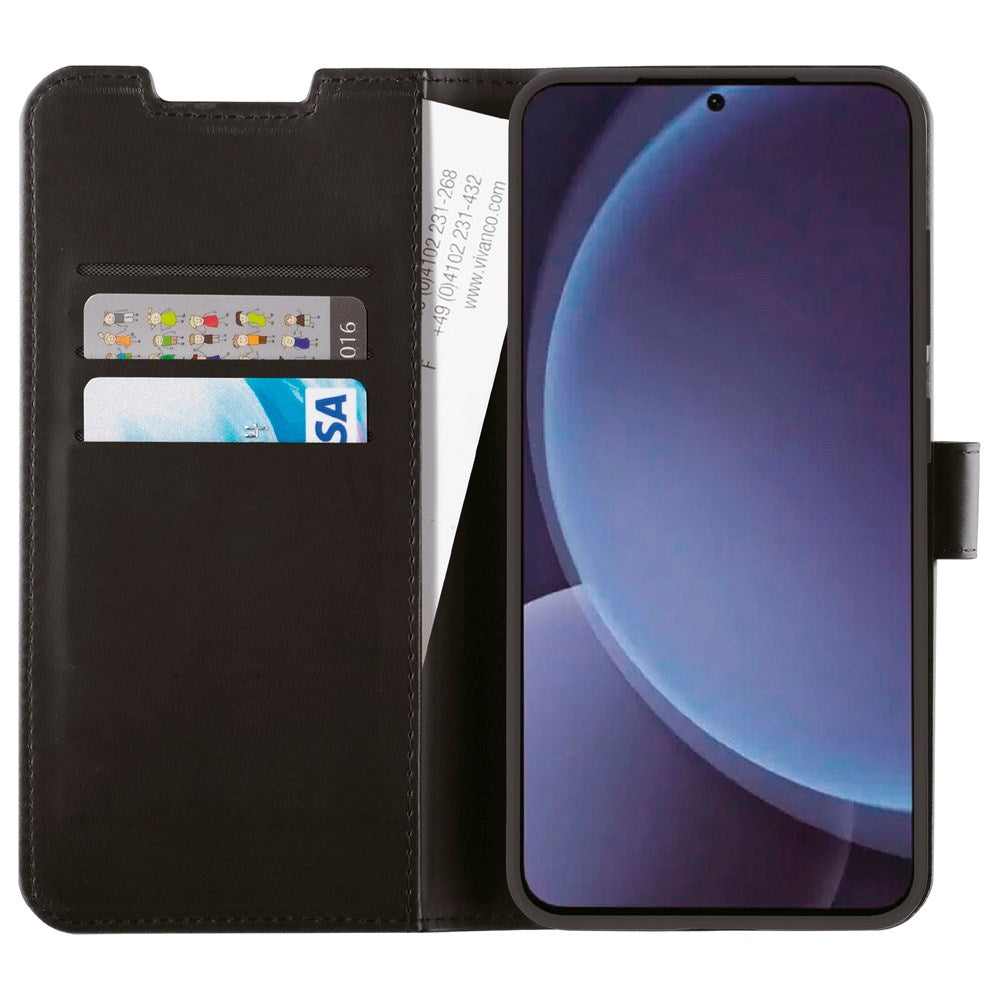 Samsung Galaxy S25+ (Plus) Vivanco Classic Wallet Kunstskinn Flipdeksel med Lommebok - Svart