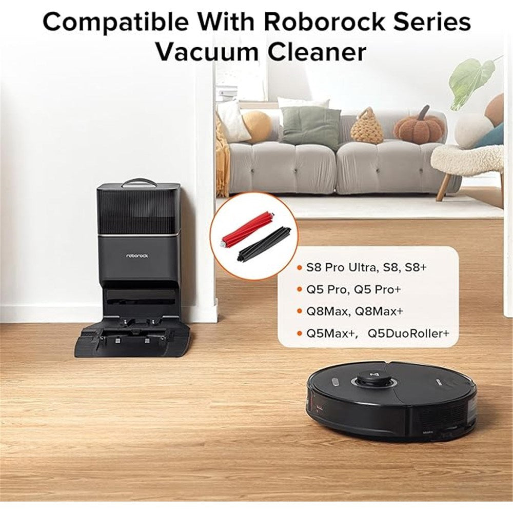 Støvsugerbørste til Roborock S8, S8+, S8 Pro Ultra, Q5 Pro, Q5 Pro+, Q8 Max & Q8 Max+ Robotstøvsuger – Grå + Rød