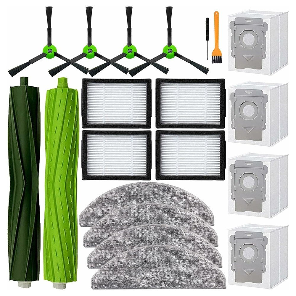 iRobot Roomba Combo j5+ / j5 Tilbehørssett m. Børste, Filter, Poser & Moppeklut - 20 stk - Grå / Grønn