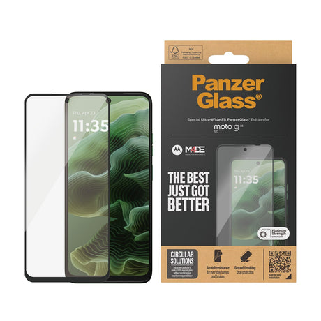 PanzerGlass Ultra-Wide Fit Skjermbeskyttelsesglass - Motorola Moto G35 5G - Gjennomsiktig/Svart Kant