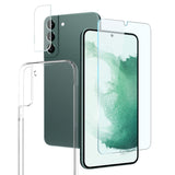 NORTHJO Samsung Galaxy S22 | 3-i-1 360° Beskyttelsessett med Deksel | Skjermbeskytter | Kameralinsebeskytter - Gjennomsiktig