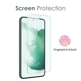 NORTHJO Samsung Galaxy S22 | 3-i-1 360° Beskyttelsessett med Deksel | Skjermbeskytter | Kameralinsebeskytter - Gjennomsiktig