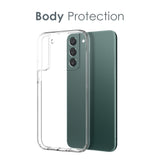 NORTHJO Samsung Galaxy S22 | 3-i-1 360° Beskyttelsessett med Deksel | Skjermbeskytter | Kameralinsebeskytter - Gjennomsiktig