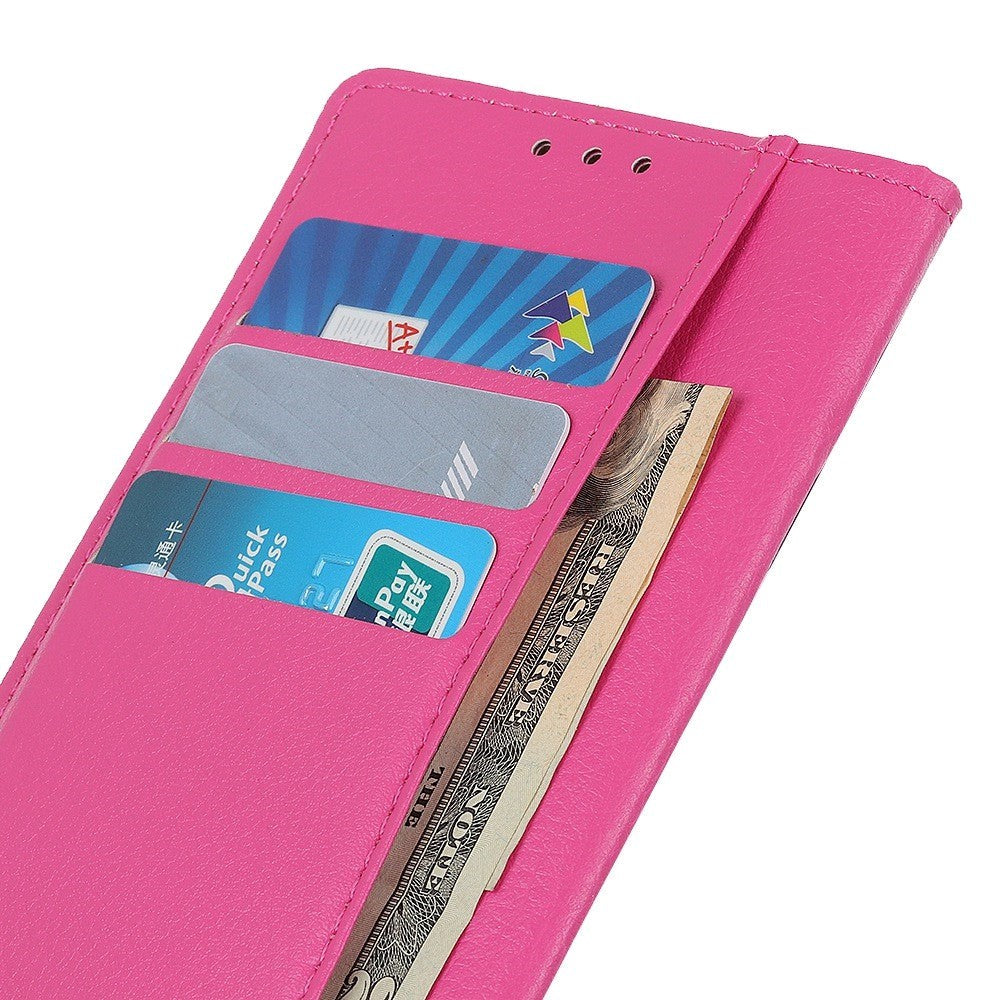 Samsung Galaxy M12 Litchi Skinndeksel med Lommebok - Pink