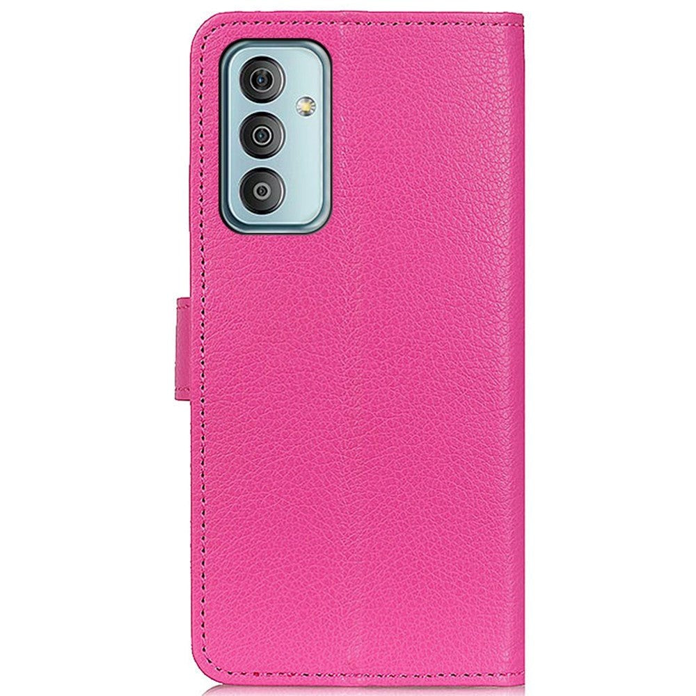 Samsung Galaxy M12 Litchi Skinndeksel med Lommebok - Pink