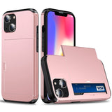 iPhone 14 Drop Proof Deksel m. Lommebok - Rose Gold