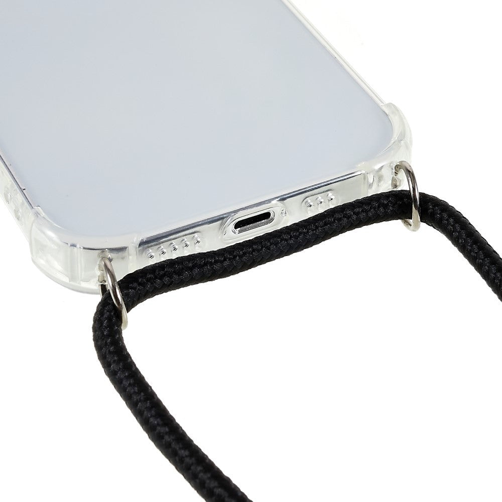 iPhone 14 Pro Max Fleksibelt Plastik Bagside Cover m. Snor / Strop - Gennemsigtig