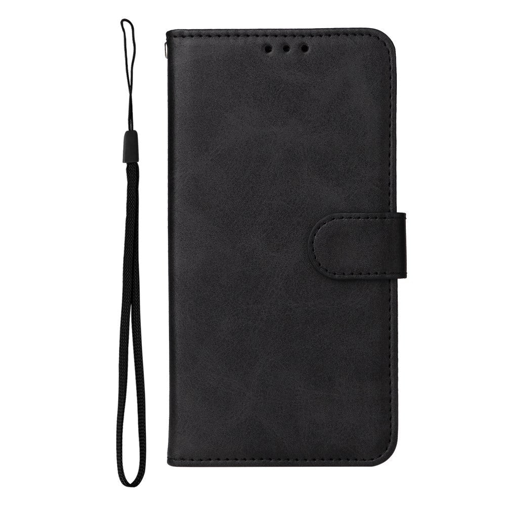 Xiaomi Poco F4 Leather Deksel med Lommebok og Stropp - Svart