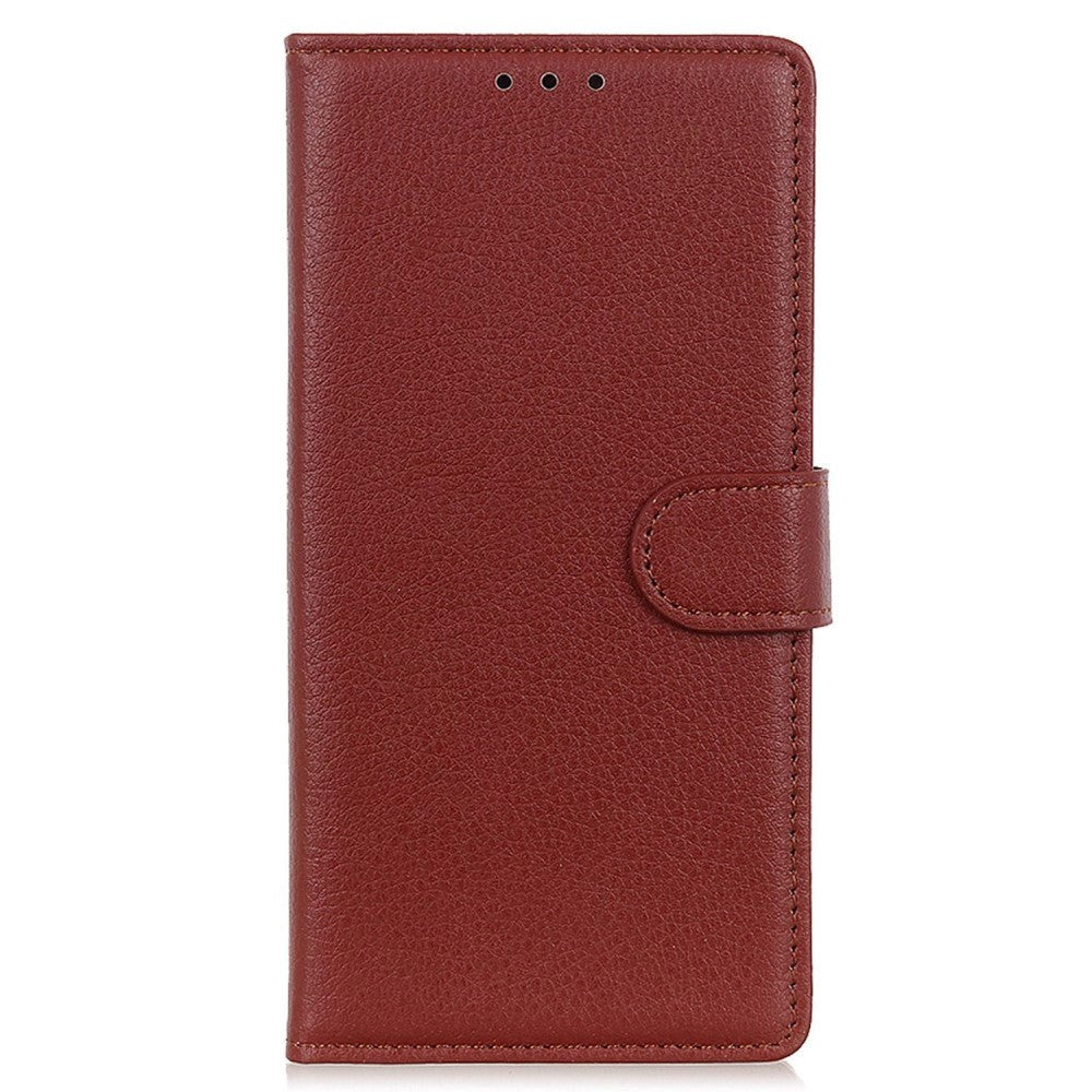 Motorola Moto G32 Litchi Skin Flip Deksel med Lommebok - Brun