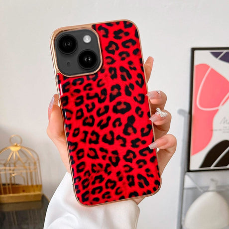 iPhone 14 Fleksibelt plastdeksel - Leopardmønster - Rød