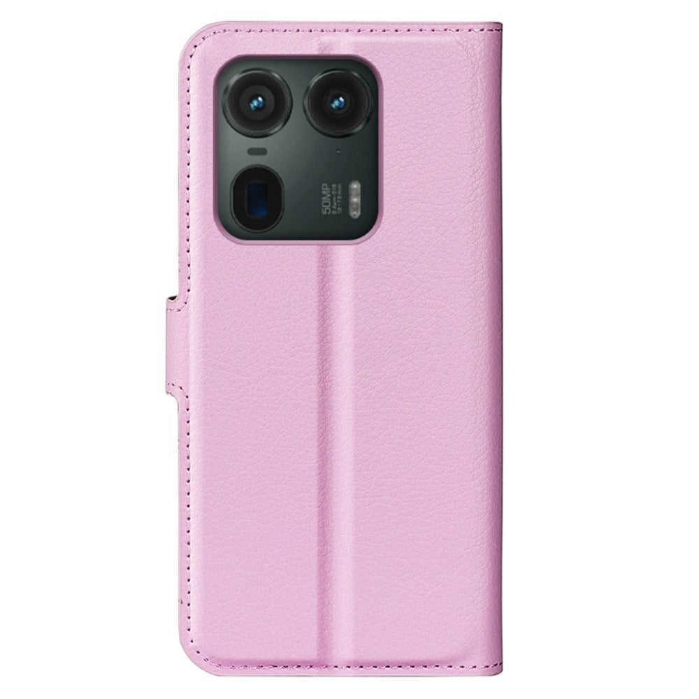 EIDERWOOD Motorola Edge 50 Ultra Litchi Skinn Flip Deksel m. Lommebok - Rosa