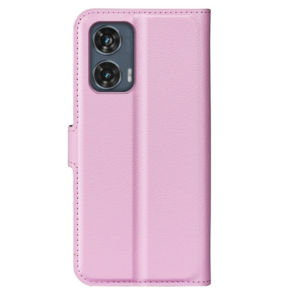 EIDERWOOD Motorola Edge 50 Fusion Litchi Skinn Flip Deksel m. Lommebok - Rosa