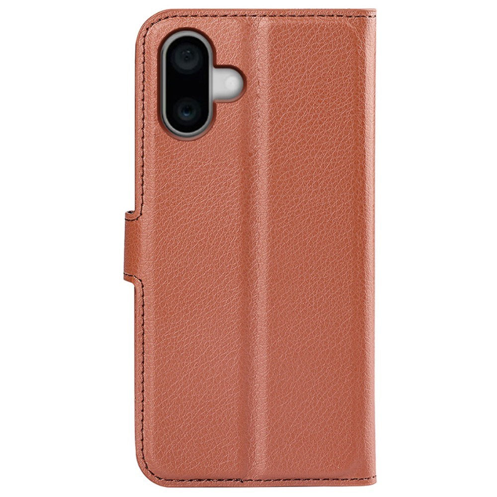 EIDERWOOD iPhone 16 Plus Litchi Skinn Flip Deksel m. Lommebok - Brun