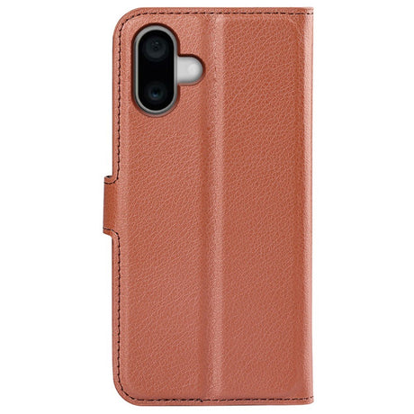 EIDERWOOD iPhone 16 Plus Litchi Skinn Flip Deksel m. Lommebok - Brun