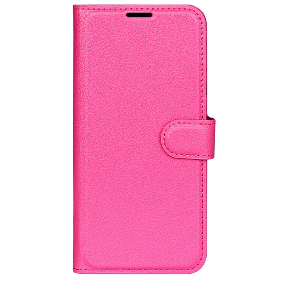 EIDERWOOD iPhone 16 Litchi Skin Flip Deksel med Lommebok - Pink