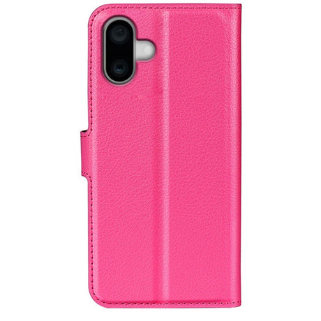 EIDERWOOD iPhone 16 Litchi Skin Flip Deksel med Lommebok - Pink