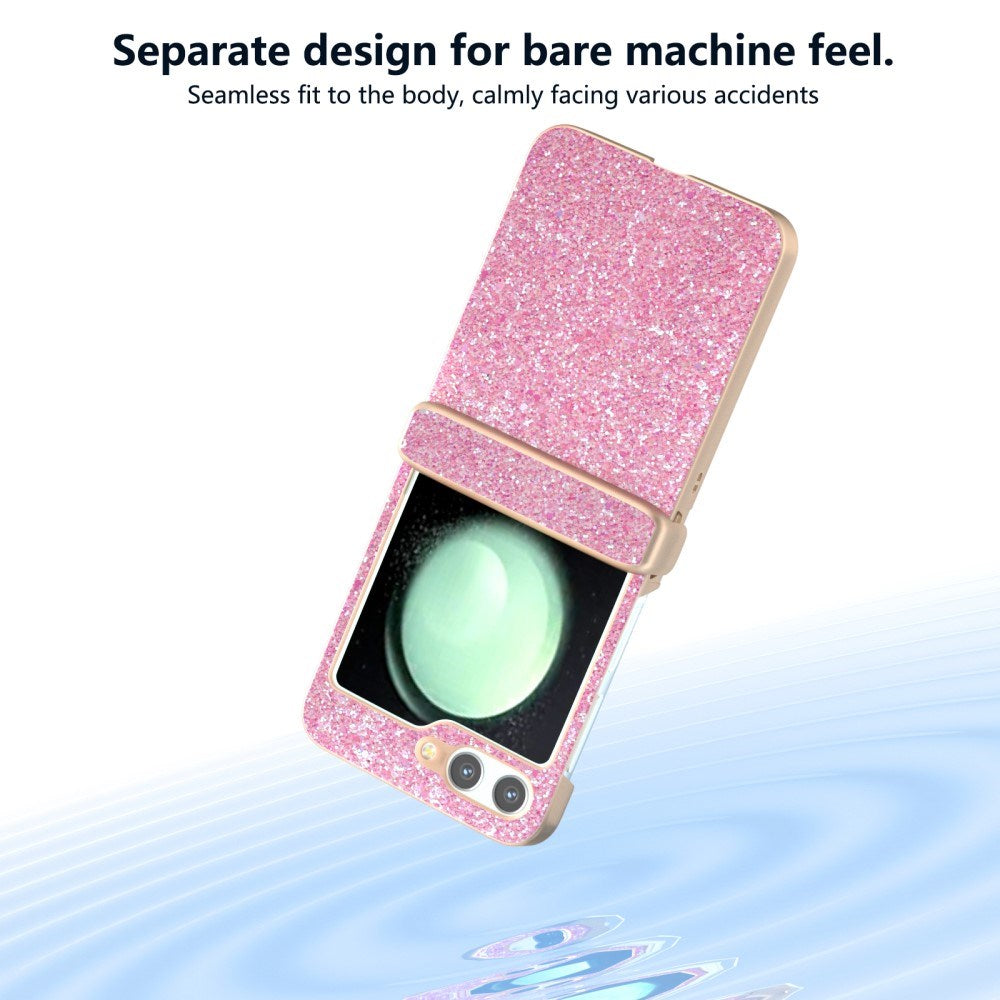 EIDERWOOD Samsung Galaxy Z Flip6 Skinnkledd Glitrende Plast Deksel - Rosa