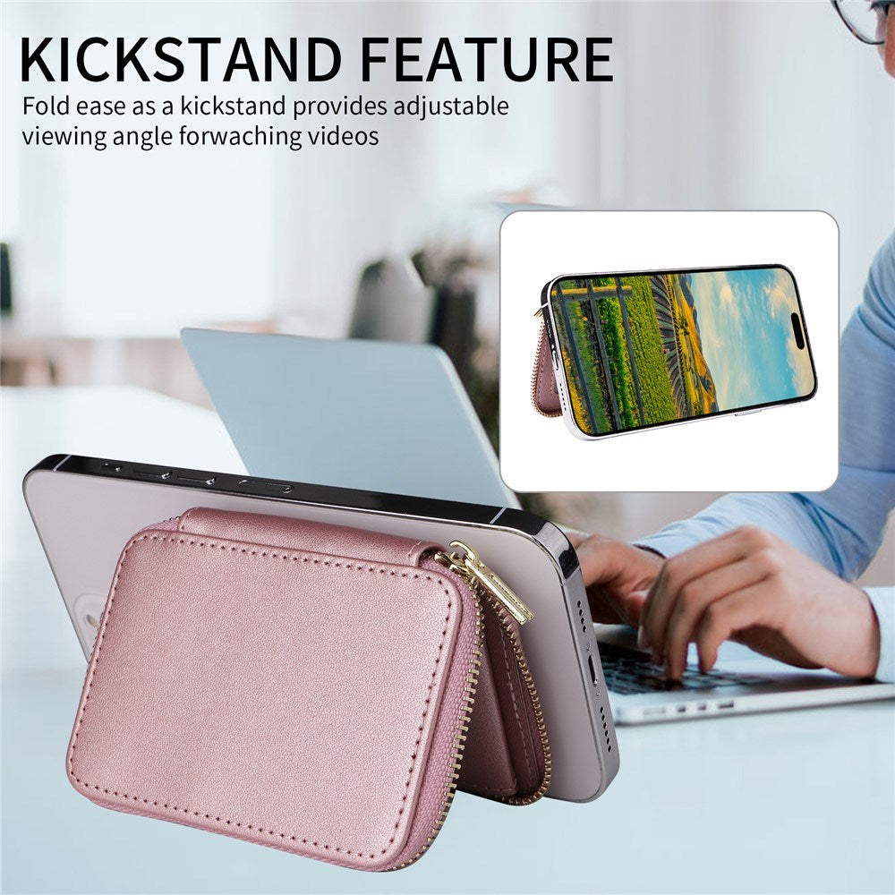 EIDERWOOD Magnetisk Lommebok / Kortholder med Glidelås - MagSafe Kompatibel - Rose Gold