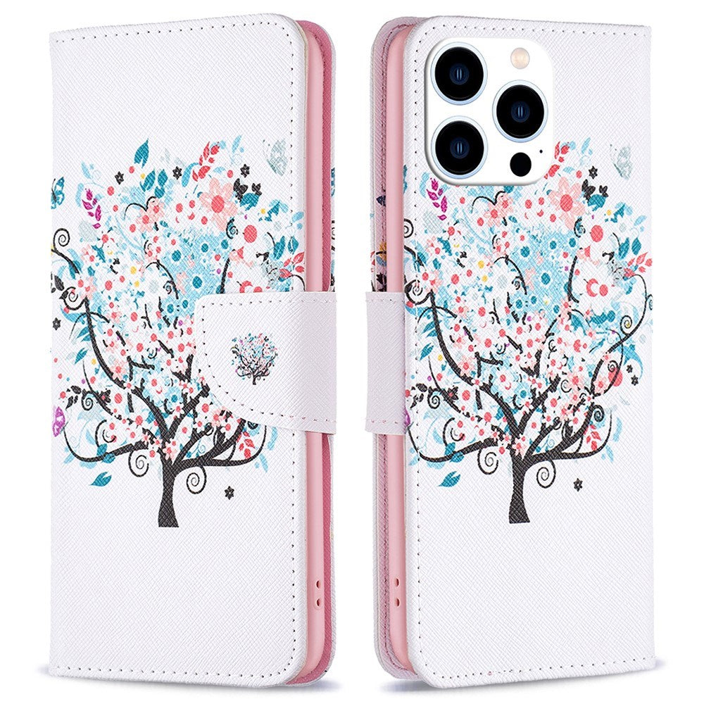 EIDERWOOD iPhone 16 Pro Max Skinn Deksel m. Lommebok og Trykk - Blomster Tre