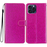 EIDERWOOD iPhone 16 Pro Skinn Flip Deksel med Lommebok og Stropp - Glitter - Pink