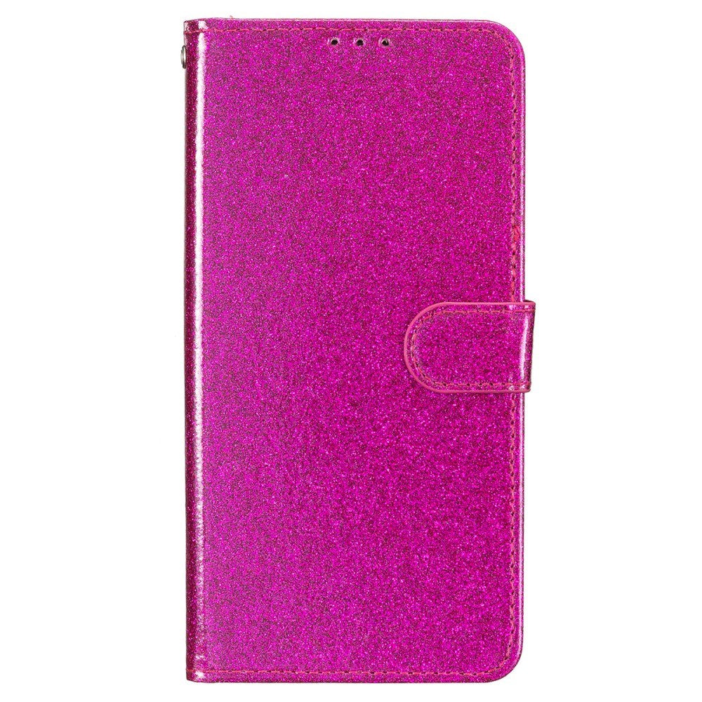 EIDERWOOD iPhone 16 Pro Skinn Flip Deksel med Lommebok og Stropp - Glitter - Pink